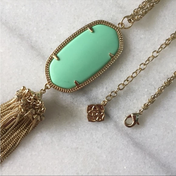 Kendra Scott Rayne Tassel Pendant Necklace Mint - Picture 2 of 3